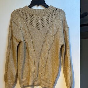 LC Lauren Conrad Gold-Infused Beige Knit Sweater